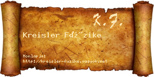 Kreisler Füzike névjegykártya
